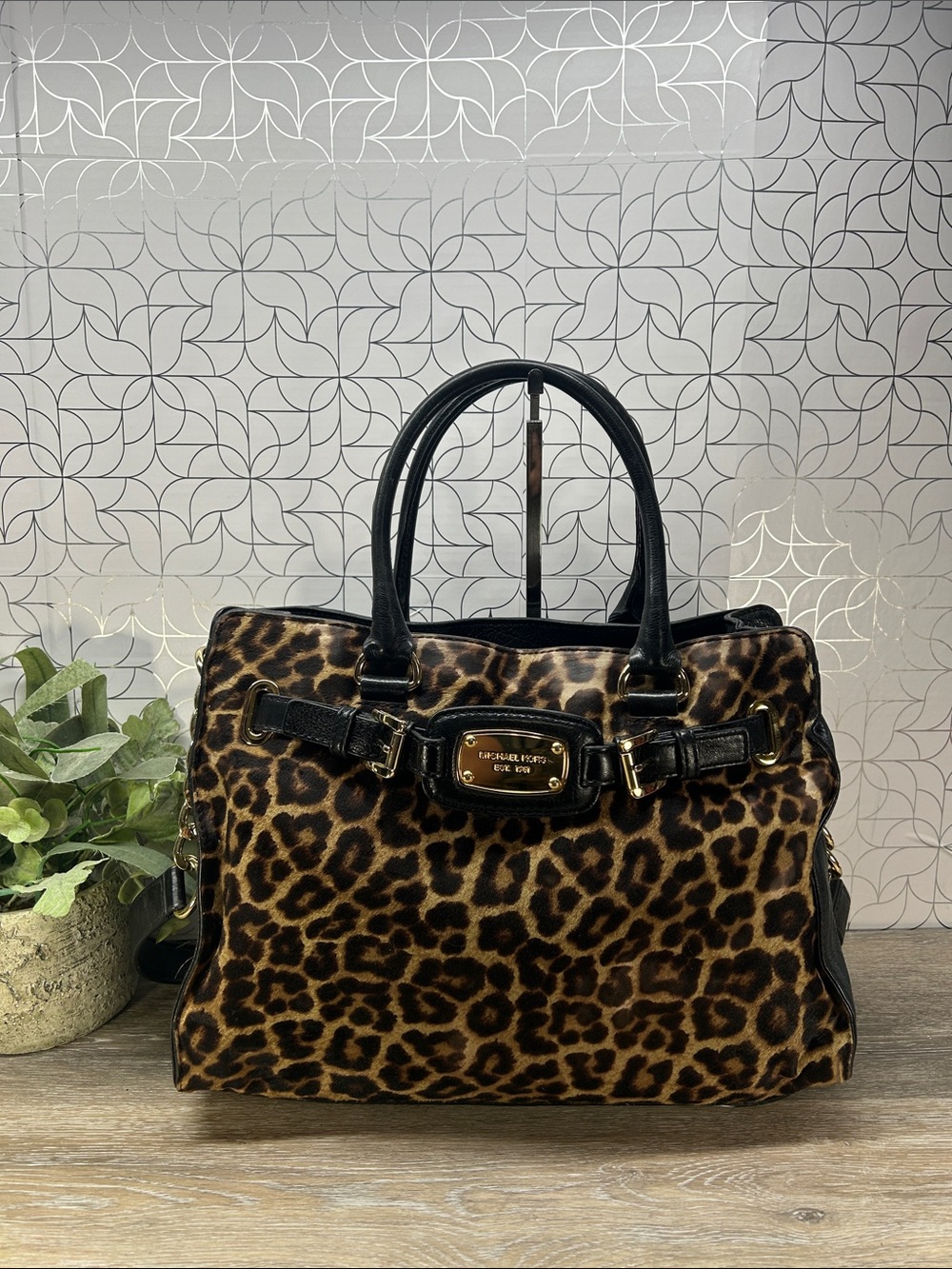 Michael Kors Black Shoulder Tote with Gold Hardware